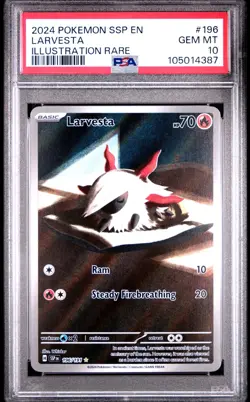 PSA 10 Larvesta Illustration Rare 196 2024 Pokemon Surging Sparks Mint 196/191 - Image 1