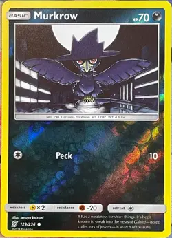 Murkrow Reverse Holo - 129/236 - Unified Minds Pokemon 2019 - Image 1