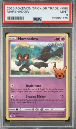 Pokemon Marshadow 080/203 Trick or Trade 2023 Holo Rare Rapid Strike PSA 9 - Image 1