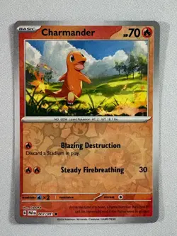 CHARMANDER 007/091 COMMON PALDEAN FATES POKEMON REVERSE HOLO NM - Image 1