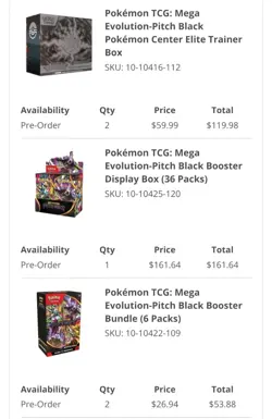 Pitch Black Pokemon Center ETB 2x + Booster Box + Booster Bundle 2x PRESALE 7/17 - Image 2