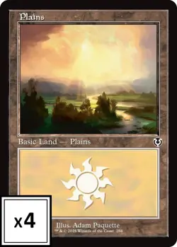 MTG (x4) *FOIL* Plains (Retro Frame) 288 (x4) Lands (Innistrad Remastered) NM/LP - Image 1