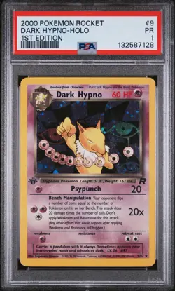 2000 POKEMON TEAM ROCKET 1ST Edition #9/82 DARK HYPNO HOLO PSA 1 - Image 1