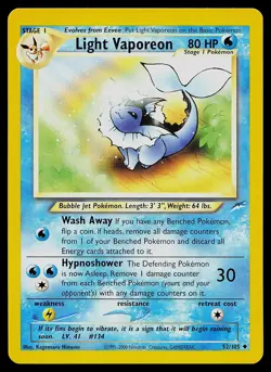 Pokemon Card - Light Vaporeon Neo Destiny 52/105 Uncommon - Image 1