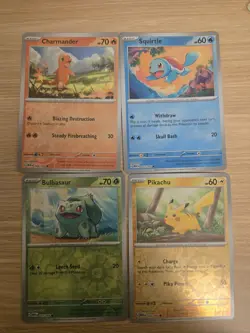 Pokemon TCG 151 Reverse Holo 4 Card Lot-Pikachu Squirtle Bulbasaur Charmander NM - Image 1