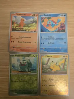 Pokemon TCG 151 Reverse Holo 4 Card Lot-Pikachu Squirtle Bulbasaur Charmander NM - Image 2