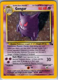 Gengar 5/62 Holo Fossil - Pokemon Card - LP - Image 1
