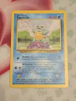Pokemon TCG Base Set Squirtle Card 63/102 MP Condition - Image 1