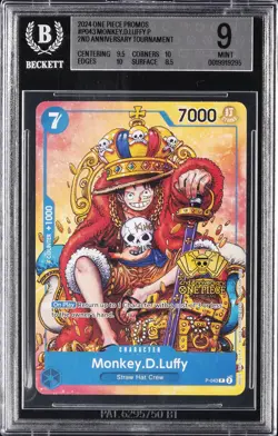 2024 ONE PIECE PROMOS 2ND ANNIVERSARY TOURNAMENT #P043 MONKEY D. LUFFY BGS 9 - Image 1