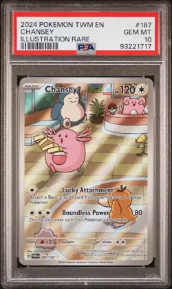 2024 POKEMON TWM EN-TWILIGHT MASQUERADE ILLUSTRATION RARE #187 CHANSEY PSA 10 - Image 1