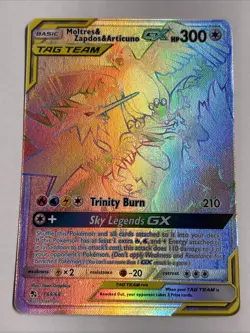 MOLTRES & ZAPDOS & ARTICUNO GX 69/68 #24 RAINBOW HIDDEN FATES POKEMON HOLO NM - Image 1