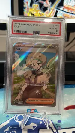 PSA 10 2023 Pokemon Scarlet & Violet Katy 237/198 Full Art Trainer GEM MINT - Image 1