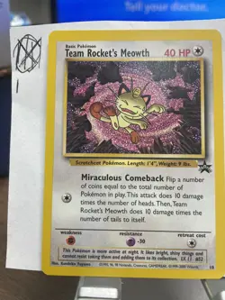 Pokemon TCG Team Rockets Meowth #52 Black Star Promo 2000 Unplayed - Image 1