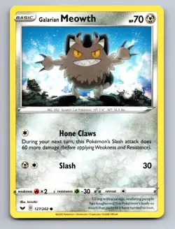 Galarian Meowth 127/202 Common Sword & Shield Pokemon Near Mint - Image 1