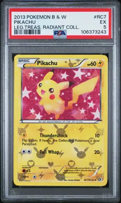 2013 POKEMON BLACK & WHITE LEGENDARY TREASURES RADIANT COLLECTION PIKACHU PSA 5 - Image 1