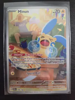 Pokemon TCG Minun 194/182 Paradox Rift Illustration - Image 1