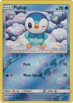 Lightly Played Piplup - 32/156 - Common - Reverse Holo Pokemon Ultra Prism - Image 1