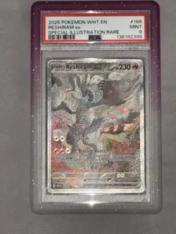 2025 POKEMON WHT EN-WHITE FLARE SPECIAL ILLUSTRATION RARE #166 RESHIRAM EX PSA 9 - Image 1