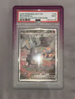 2025 POKEMON WHT EN-WHITE FLARE SPECIAL ILLUSTRATION RARE #166 RESHIRAM EX PSA 9 - Image 2