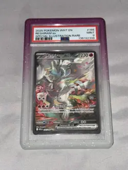 2025 POKEMON WHT EN-WHITE FLARE SPECIAL ILLUSTRATION RARE #166 RESHIRAM EX PSA 9 - Image 3