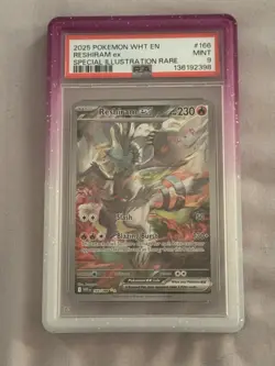 2025 POKEMON WHT EN-WHITE FLARE SPECIAL ILLUSTRATION RARE #166 RESHIRAM EX PSA 9 - Image 4