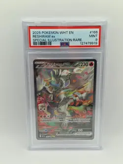 2025 POKEMON WHT EN-WHITE FLARE SPECIAL ILLUSTRATION RARE #166 RESHIRAM EX PSA 9 - Image 1