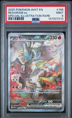2025 POKEMON WHT EN-WHITE FLARE SPECIAL ILLUSTRATION RARE #166 RESHIRAM EX PSA 9 - Image 1