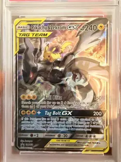 2019 Pokemon Pikachu & Zekrom GX TAG TEAM Holo Promo SM168 PSA 9 MINT - Image 5