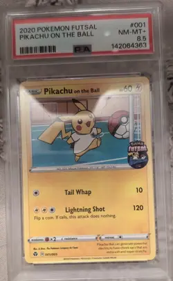 2020 POKEMON FUTSAL #001 PIKACHU ON THE BALL PSA 8.5 - Image 1