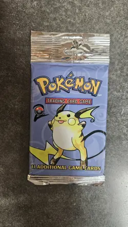 Sealed Pokemon Base Set 2 Unlimited Booster Pack Raichu WOTC 21.03g HeavyU - Image 1
