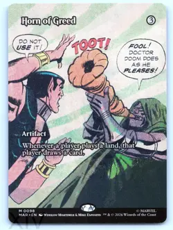 Horn of Greed (Borderless) MTG Marvel Universe Eternal-Legal - Image 1