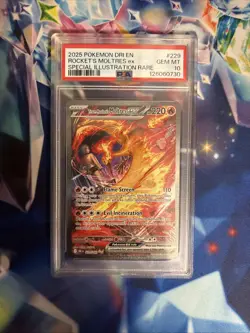 Pokemon Moltres EX Team Rockets Destined Rivals Card 229/182 PSA 10 - Image 1
