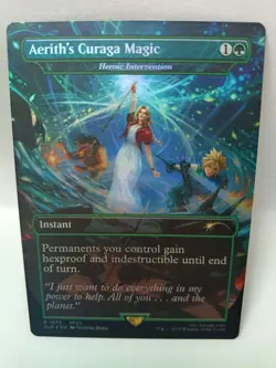 Aerith's Curaga Magic / Heroic Intervention - Borderless Foil Final Fantasy MTG - Image 1