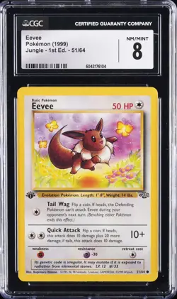 1999 POKEMON JUNGLE - 1ST ED. #51/64 EEVEE CGC 8 - Image 1