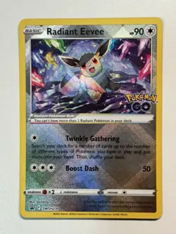 Pokemon TCG - Radiant Eevee SWSH230 Pokemon GO Black Star Promo Holo NM - Image 1