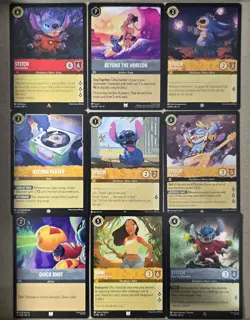 Disney Lorcana Lilo & Stitch Lot – 9 Cards – Rock Star, Alien Troublemaker Foil - Image 1