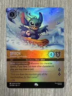 2023 Lorcana—Stitch - Carefree Snowboarder (Epic) #207/204 Winterspell—Epic Foil - Image 1