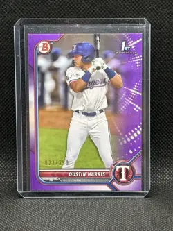 Topps Bowman 2022 1st Bowman Dustin Harris Rangers BP-119 Purple /250 - Image 1