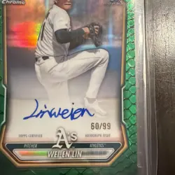 2026 Bowman Chrome Wei En Lin Green Reptilian Auto 60/99 1st Bowman Oakland A’s - Image 3