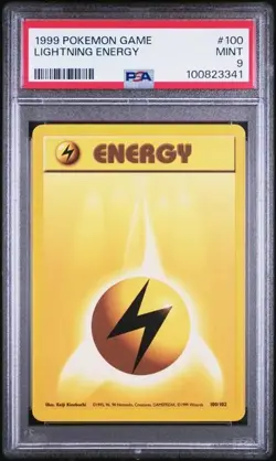 1999 POKEMON GAME #100 LIGHTNING ENERGY PSA 9 BASE SET UNLIMITED - Image 1