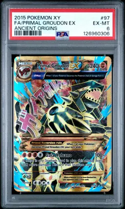 2015 POKEMON XY ANCIENT ORIGINS #97 FULL ART/PRIMAL GROUDON EX PSA 6 - Image 1