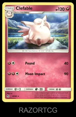 CLEFABLE 40/68 R HIDDEN FATES POKEMON NM/M - Image 1