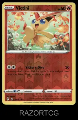 VICTINI 020/203 HOLO R EVOLVING SKIES POKEMON REVERSE HOLO LP - Image 1