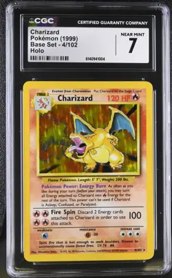 CGC 7 NEAR MINT Charizard 4/102 Base Set Holo Pokemon Card - Image 1