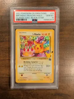 2021 Pokemon Celebrations Birthday Pikachu Holo Promo #24 PSA 10 - Image 1