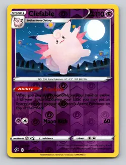 Clefable (Drifloon Cameo) 075/192 Holo Rare Rebel Clash Pokemon Reverse Holo NM - Image 1