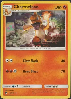 Charmeleon 19/147 Burning Shadows Regular Near Mint NM Pokemon DNA GAMES - Image 1