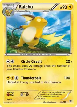 1x Raichu | XY - Base Set | 43/146 | Holo Rare | Holofoil | LP | Pokemon - Image 1