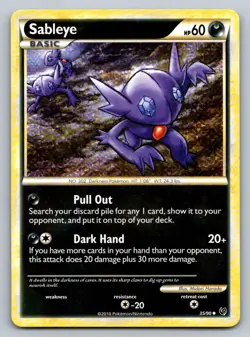 Sableye 35/90 Uncommon HGSS Undaunted Pokemon Moderately Played - Image 1
