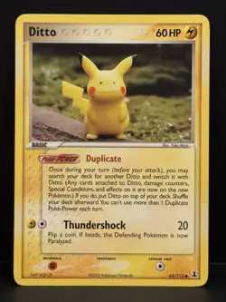 Ditto (Pikachu) by Yuka Morii #63/113 💥 2005 EX Delta Species 💥 Non-Holo 💥 NM - Image 1
